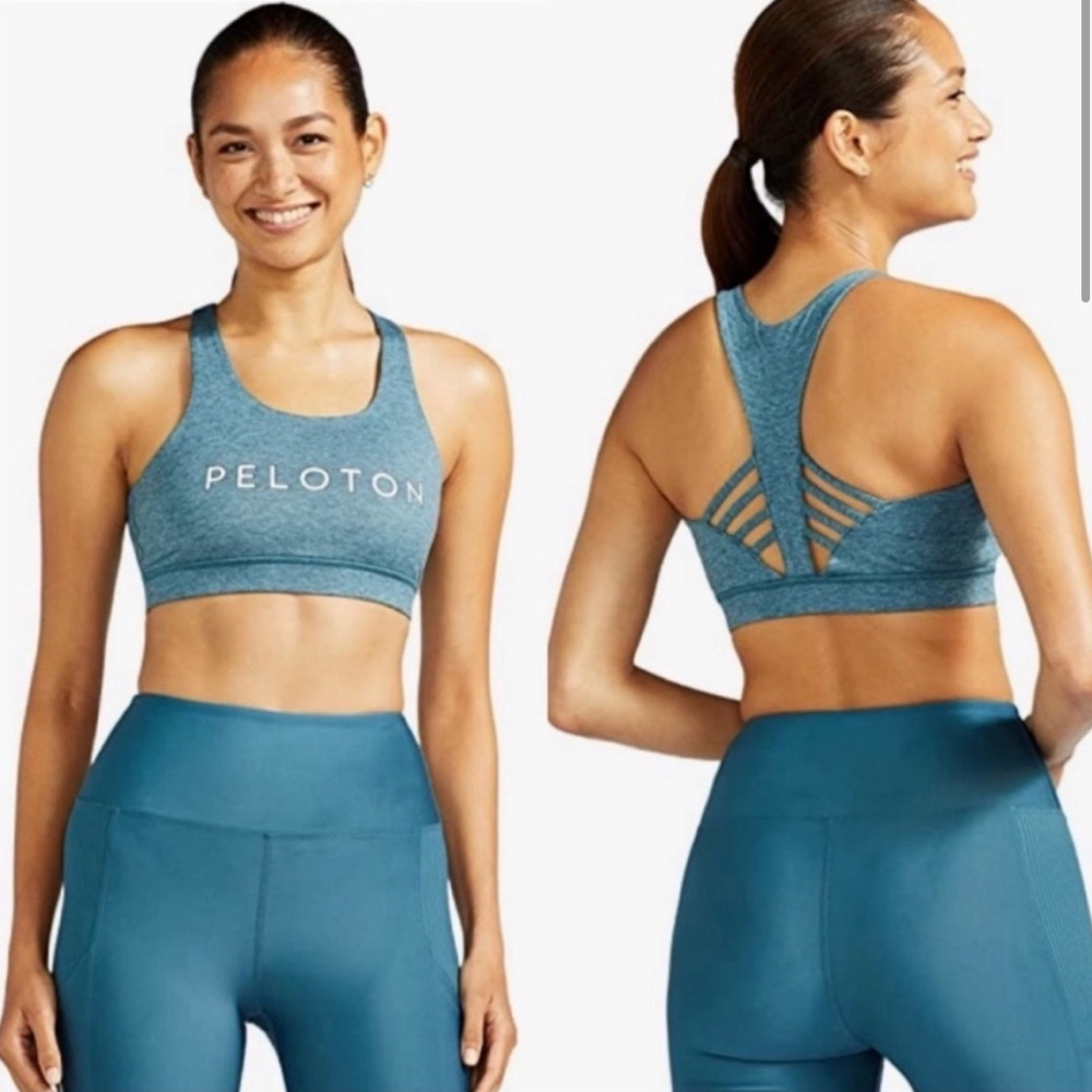 Peloton NWT Teal Heathered Strappy Bra Size Small